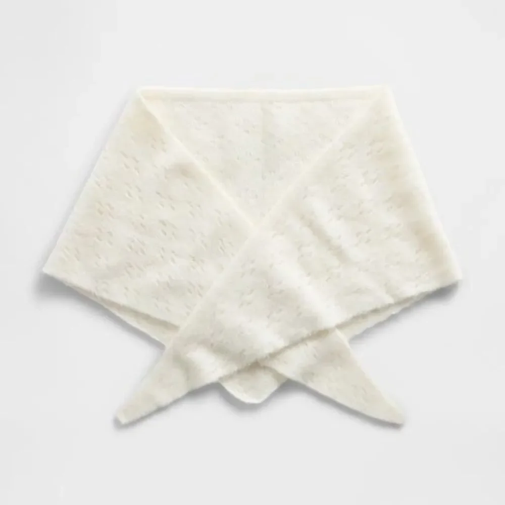 NEW Gap Pointelle Triangle Scarf Knit Bandana Head Scarf Ivory Boho Cottagecore